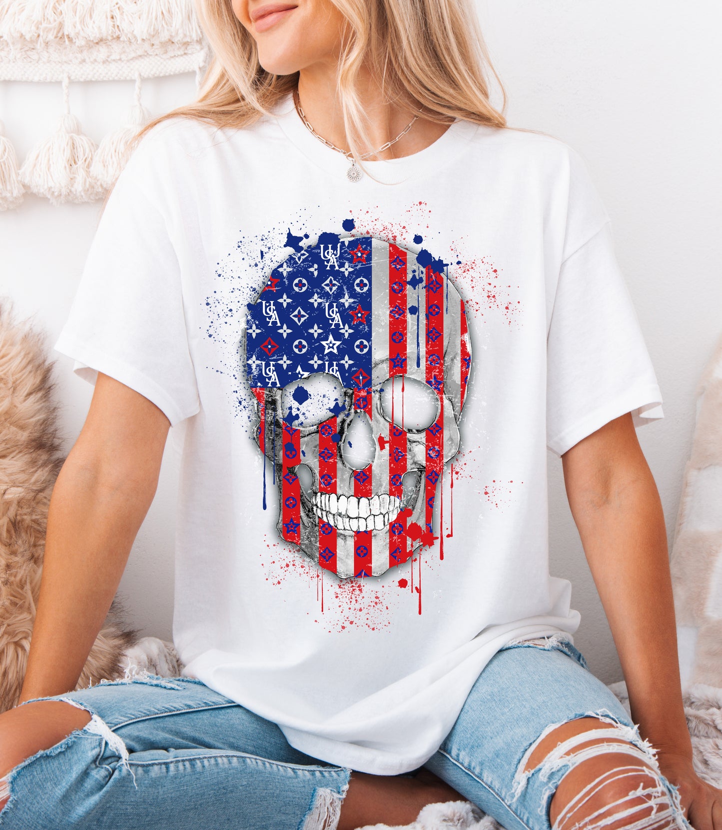 USA Skull Tee Sweatshirt